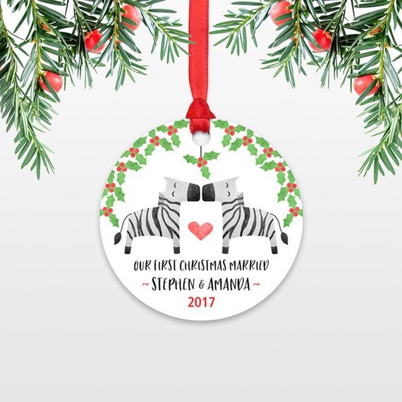 Zebra Personalized First Christmas Ornament Couple, Our First Christmas Engaged, 1st First Christmas Married, First Christmas Together
