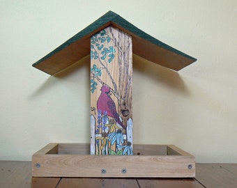 Large rustic wood platform bird feeder has 2 levels Use as a