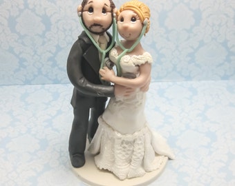 Doctor's Wedding Cake topper, Custom wedding cake topper, personalized cake topper, Bride and groom cake topper, Mr and Mrs cake topper