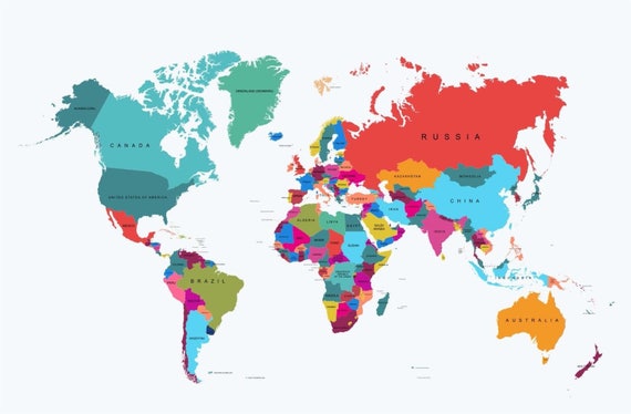 Giant World Map WALL BRAND NEW Sizes A1 A2 A3 A4 Poster Wall