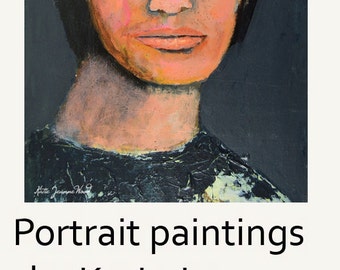 Art On Sale Acrylic Portrait Painting - Mixed Media Collage Art - Woman Painting - Charitable Fool - Bedroom Wall Hanging
