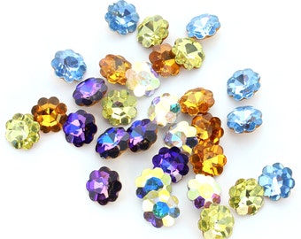 Swarovski flower 8mm and 10mm with no hole. Price is for 10 stones