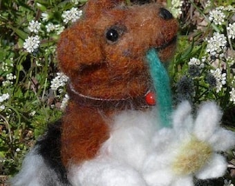 Handmade Custom Pet Portrait / Needle Felted Dog by Fiber Artist Gerry