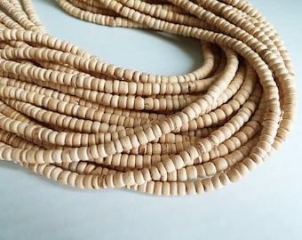 120 natural coconut beads - Coconut Rondelle Disk Beads 4-5mm