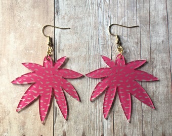 Hot pink palm top earrings