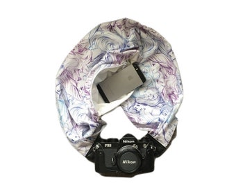 Reversible Little Mermaid Sketch Camera Strap with Lens Pocket - The Original Camera Scarf With Pocket