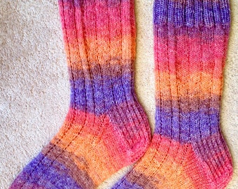 Hand Knit Mens or Womens Wool Socks - Opal Sock Yarn (S-222)