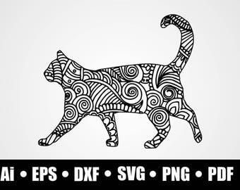 Download Zentangle cat svg | Etsy