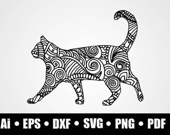 Download Zentangle cat svg | Etsy