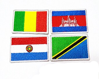 Mali Paraguay Cambodia Tanzania Flag (6 x 4 cm) Embroidered Applique Iron on Cool Patch World Flag (FL)