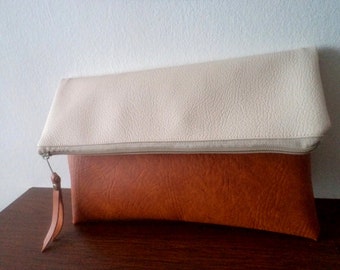 Handmade clutch bag / Two tone foldover clutch