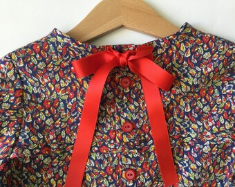 Liberty of London Floral Blouse Long Sleeve with Ribbon