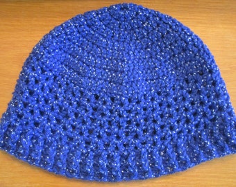 Blue Sparkle Crocheted Hat