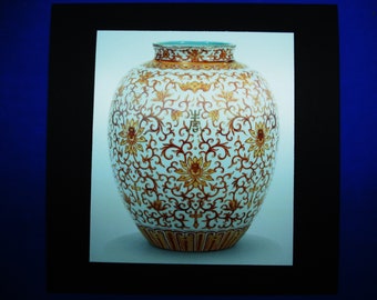 Lithograph Print of a 13,000 Dollar Chinese Iron Red Gilt Decorated Jar Period 1821/1850 Great Wall Art. 6 x 6 Square Suitable for Framing