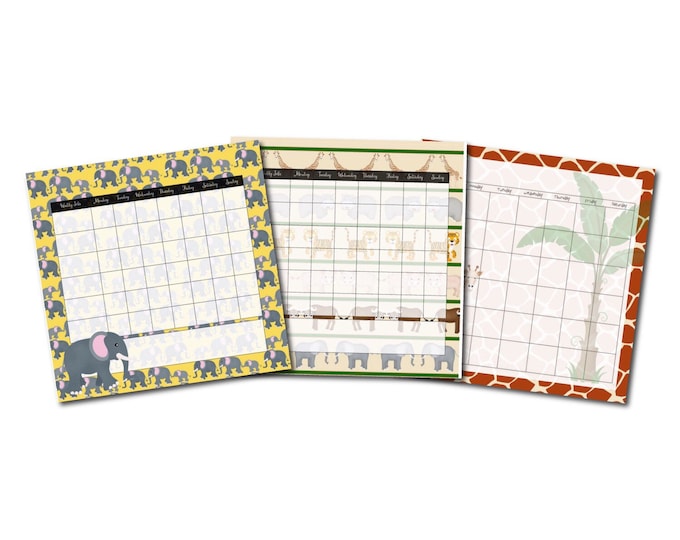 Safari Animal Perpetual Calendar Measures 12" x 12" - 2018 Perpetual Calendar - Classroom Set Up - Family Home Dry Erase Calendar - Zoo