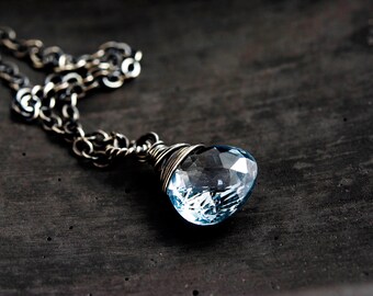 Gemstone Necklace, Topaz Necklace, Blue Topaz, Topaz Pendant, December birthstone, birthstone jewelry, topaz jewelry, polestar