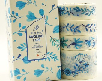 Azure - Japanese Washi Masking Tape Box Set - 4 rolls - 3.3 Yard(each roll)