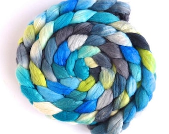 New Growth, Merino/ Silk Roving - Handpainted Spinning or Felting Fiber