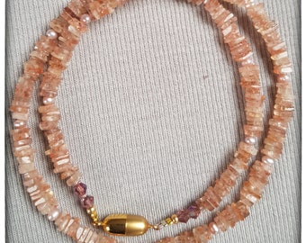 Sun Stone with freshwater pearls