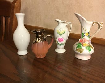 Pitcher Small Bud Vases Dripping Gold