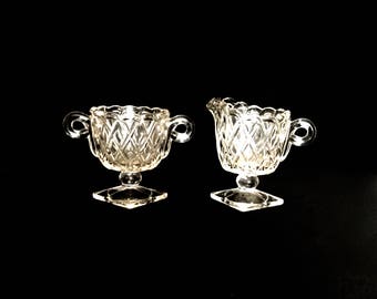 Vintage Pressed Glass Sugar and Creamer GC2707