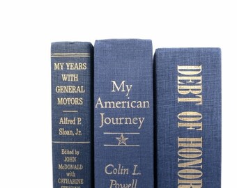 Father's Day Vintage Books/ Denim Blue Books / Mancave/ Books for Men / Book Decor/Books to Decorate/ Instant Library/ Blue Books/Old Books