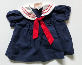 Vintage Navy Sailor Dress (0/3 months)