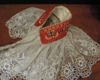 Antique Hand Crafted Lace Collar / Traditional Polish Lace Collar / Polish Folk Dancer Dress