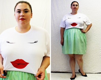 PLUS SIZE - Lips & Lashes Design T-Shirt by Curvy Elle (Size 2X)