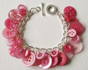 Button Bracelet Pastel Pink Shades