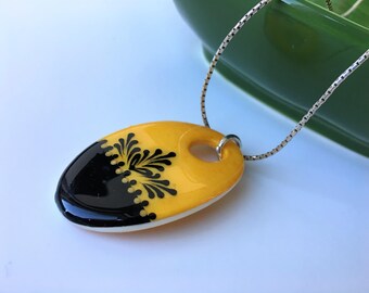 Pysanka Necklace, Ostrich Eggshell Pendant, Eggshell Unique Jewelry