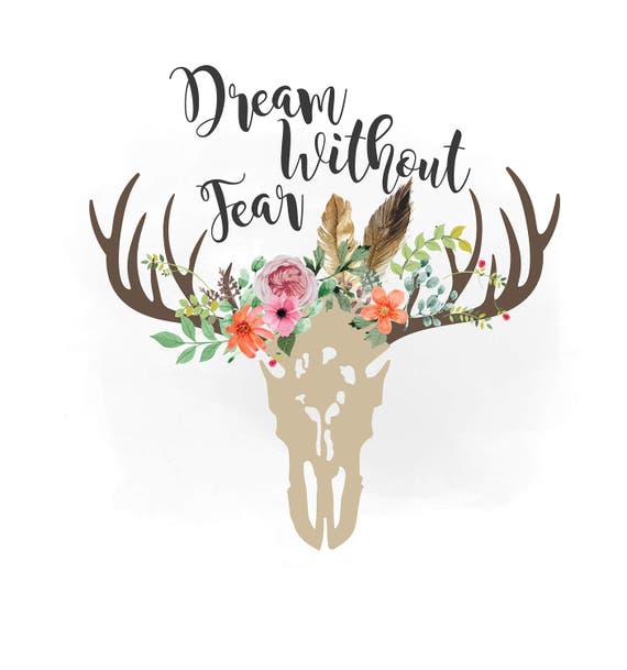 Download Dream without Fear svg clipart Boho floral Antlers Clipart