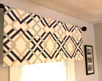 Premier Prints Winston Window Valance/Window Topper/Kitchen/Bedroom/Bath/Straight-LINED/Blue/White/Navy/Yellow/Grey/Green