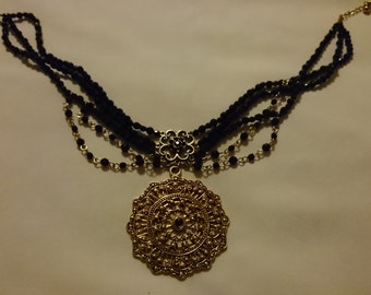 Vintage Black Beaded Necklace