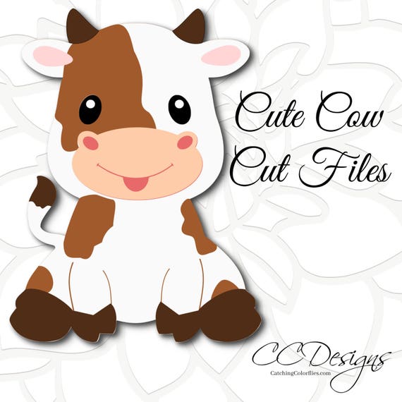 Cute Cow SVG cut file Baby cow sitting SVG Farm animal cut