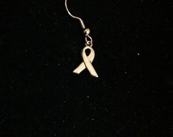 Awareness Ribbon Earring, Men's Awareness Jewelry, Awareness Ribbon Earring, Silver Awareness Ribbons