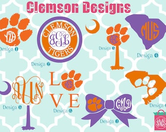 Clemson University vinyl decals - monogram decals - monogrammed decals - Clemson Tigers - Tigers - South Carolina