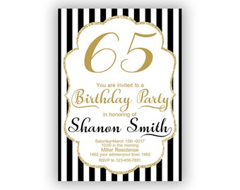coral happy birthday 65th invitations cards 5 x 7 inch
