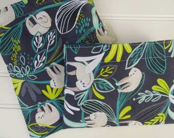 Reusable sandwich bag - Reusable snack bag - Birthday party favor - Children snack bag - Zero waste lunch bags - Lazy sloth