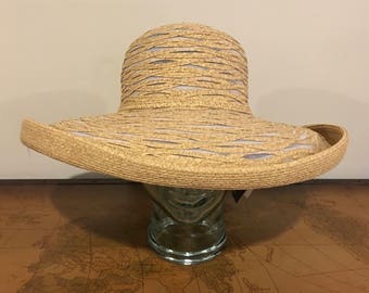 DANIELE MEUCCI wide brim straw hat | new vintage with tag | white polyester and paper straw blend | made in Italy | 90's vintage