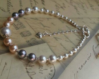 7.5 InchBraceletW/AustrianCrystals+MultiColoredPearls+2inchExtension