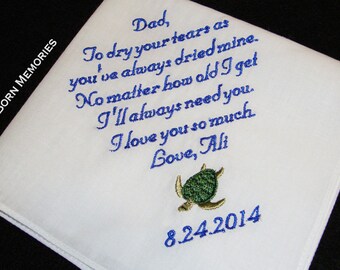 Personalized Father of the Bride Handkerchief, I Will Always Need You - Wedding Day Keepsake - Thread Born Memories