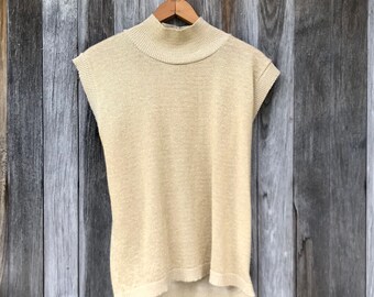 Vintage Gold Top, Blair Vintage, 80s, Sleeveless, Glitter, LargeFree Domestic Shipping