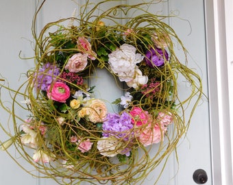 Spring Summer Custom Floral Door Wreath Wreaths