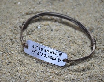 Coordinate Bracelet, Mens Bracelet, Couples Bracelet, 1 year anniversary gift for boyfriend, Boyfriend Gift