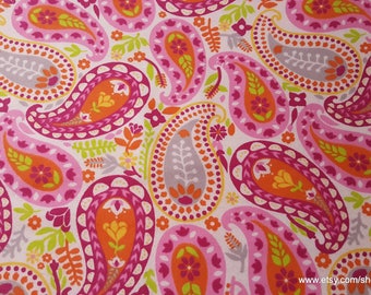 Flannel Fabric - Bright Colored Paisley - By the yard - 100% Cotton Flannel