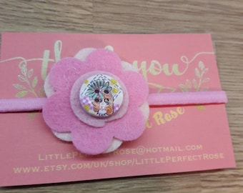 Pink felt flower hairtie. Perfect for Playdate, parties, birthdays, girls stocking filler, girls christmas gift