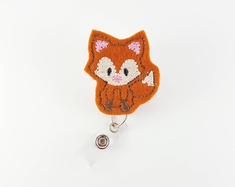 Baby Fox - Felt Badge Reel - Nurse Badge Reel - RN Badge Reel - Retractable Badge Clip - Name Badge Holder - ID Badge Reel - Pediatric Badge