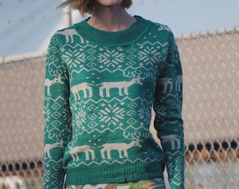 Vintage christmas sweater || vintage christmas knitted sweater || christmas jumper || reindeer jumper || reindeer sweater || santa sweater