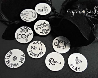 Personalized Pocket Coin, Inspirational Words, Good Luck Charm, Pocket Token, Worry Stone, Encouragement Gift, Graduation Gift, Pocket Charm